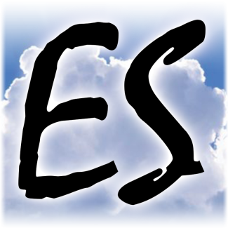 E Stew Productions logo: transparent fade sky